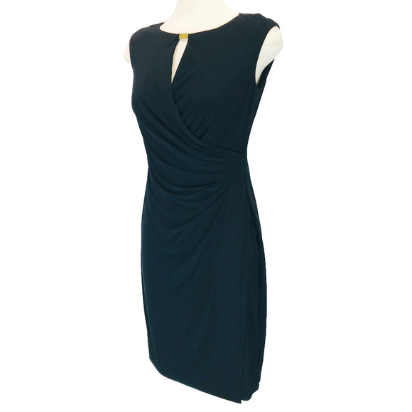 Ralph Lauren Black Faux Wrap Popover Dress 6 - Picture 1 of 4